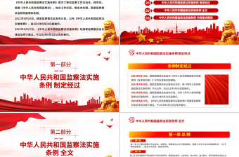 红色精美《中华人民共和国监察法实施条例》PPT2025法律法规专题课件下载