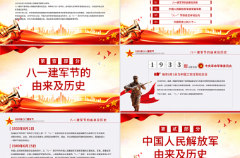 庆祝中国人民解放军建军98周年PPT红色大气铁血铸军魂建军节课件下载