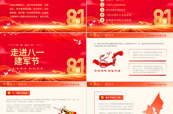 红色精美庆祝建军98周年PPT致敬最可爱的人八一建军节课件下载