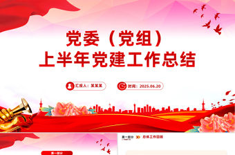 红色精美党委（党组）上半年党建工作总结PPT模板