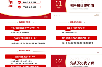 红色大气纪念抗日战争胜利80周年PPT中国人民抗日战争暨世界反法西斯战争胜利80周年纪念日课件