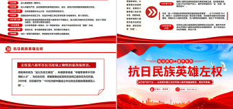 铭记历史缅怀先烈PPT抗日民族英雄左权课件模板