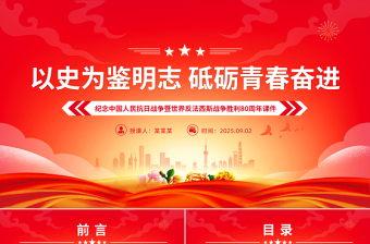 精美大气抗战胜利80周年青年党课PPT以史为鉴明志砥砺青春奋进课件