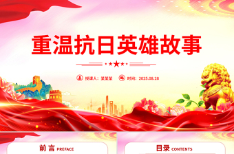 党政风重温抗日英雄故事PPT纪念抗日战争胜利80周年党课课件