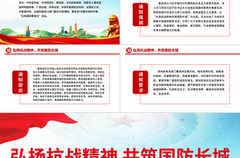 红色精美2025年全民国防教育月PPT弘扬抗战精神共筑国防长城课件