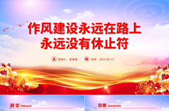 简洁大气作风建设永远在路上PPT总书记的部分相关重要论述