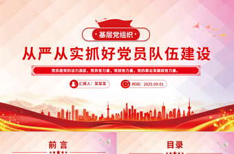 精美大气从严从实抓好党员队伍建设PPT基层党组织党课课件