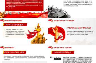 红色简洁纪念中国人民抗日战争暨世界反法西斯战争胜利80周年PPT牢记使命吾辈自强课件