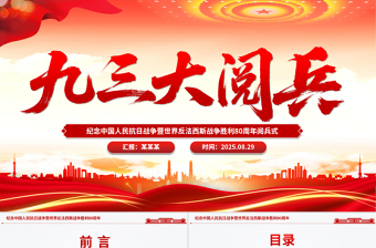 纪念中国人民抗日战争暨世界反法西斯战争胜利80周年阅兵PPT课件下载