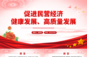 简洁大气促进民营经济健康发展高质量发展PPT总书记在民营企业座谈会上讲话课件