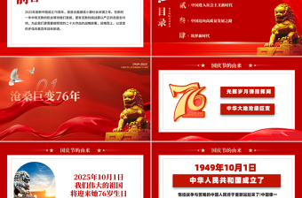 大气精美2025中国人民共和国成立76周年盛世华诞喜迎国庆课件
