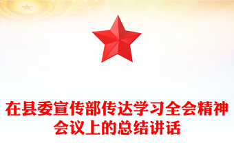 党政风在县委宣传部传达学习全会精神会议上的总结讲话PPT模板下载(讲稿)