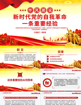 党政风新时代党的自我革命一条重要经验PPT作风建设党课