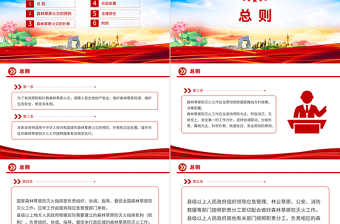 红色精美《森林草原防灭火条例》PPT法律法规课件