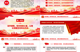 红色精美学思践悟第五卷凝心铸魂开新局担当作为建新功PPT党课